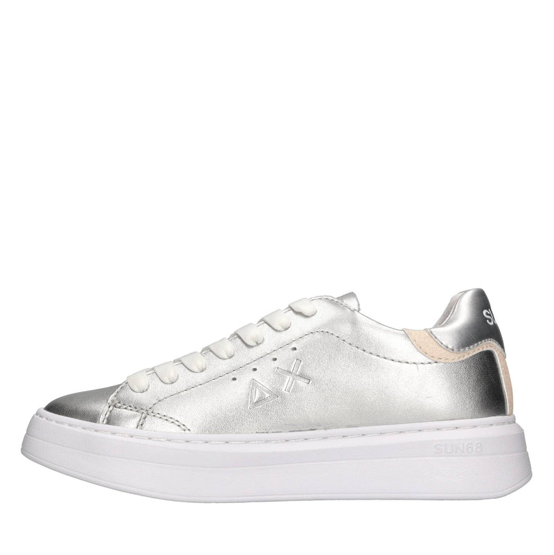 Sneakers in pelle e tessuto 