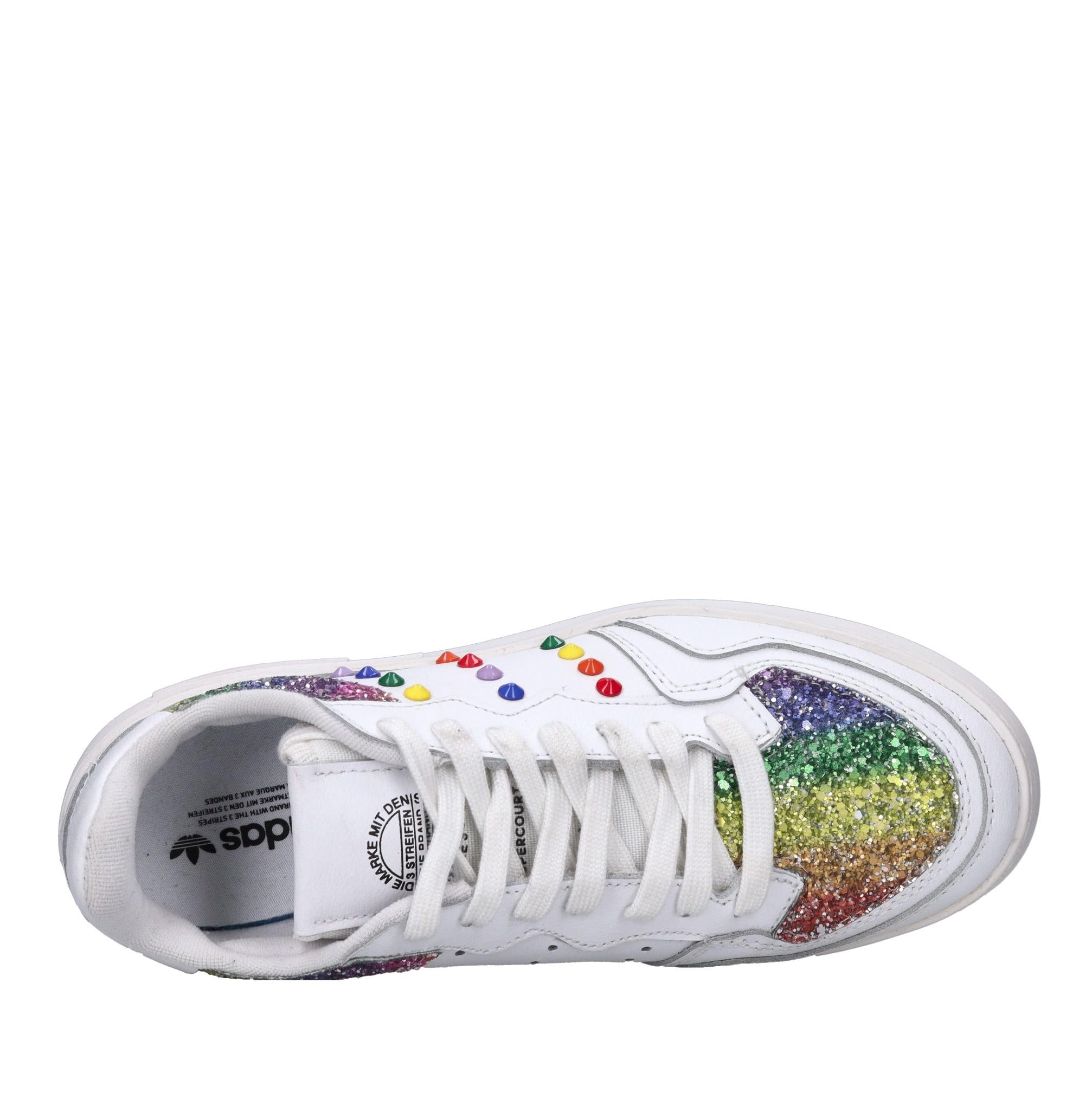 Sneakers in pelle e glitter 