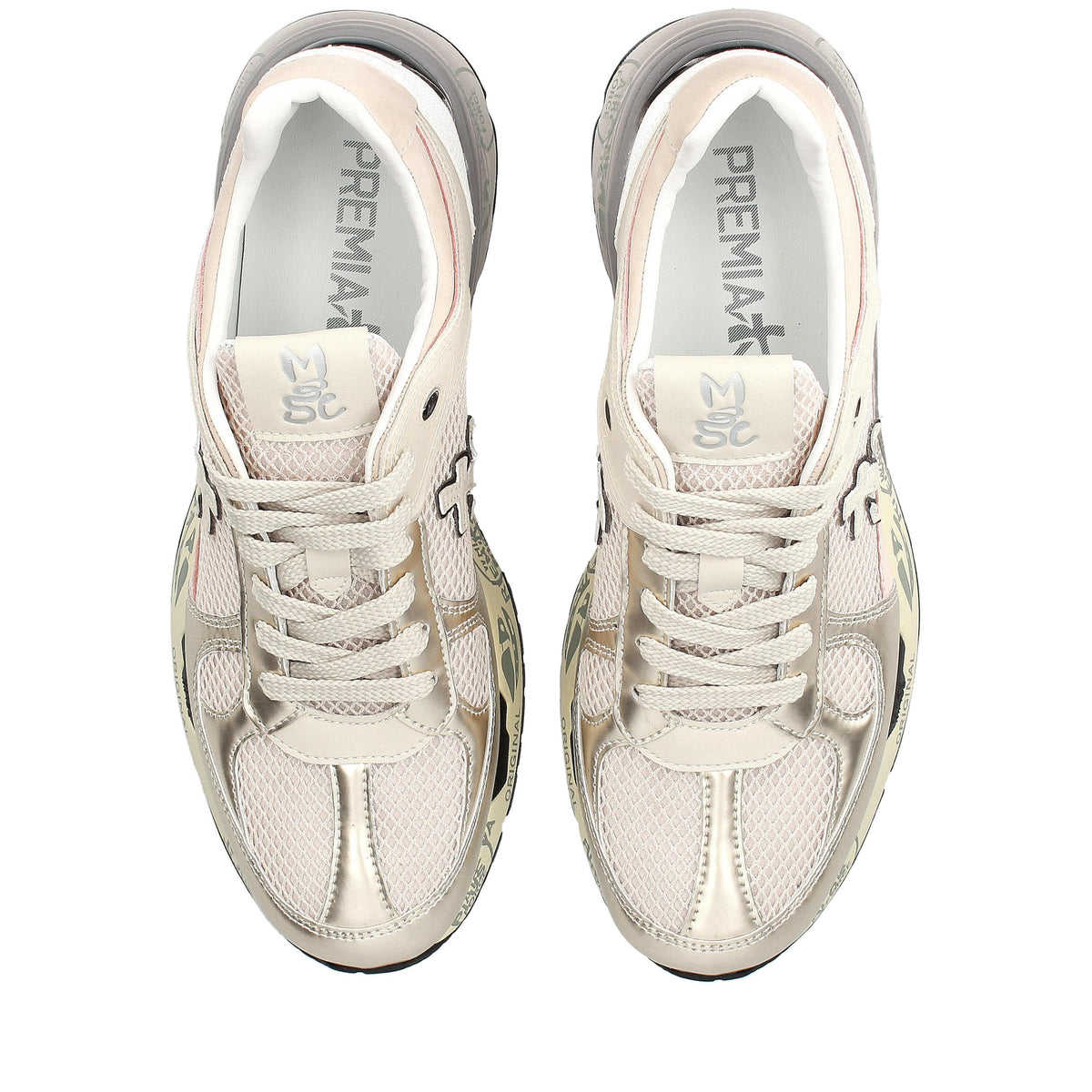 Sneakers in pelle e tessuto 