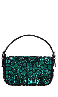 Borsa mini Habibi in tessuto e strass 