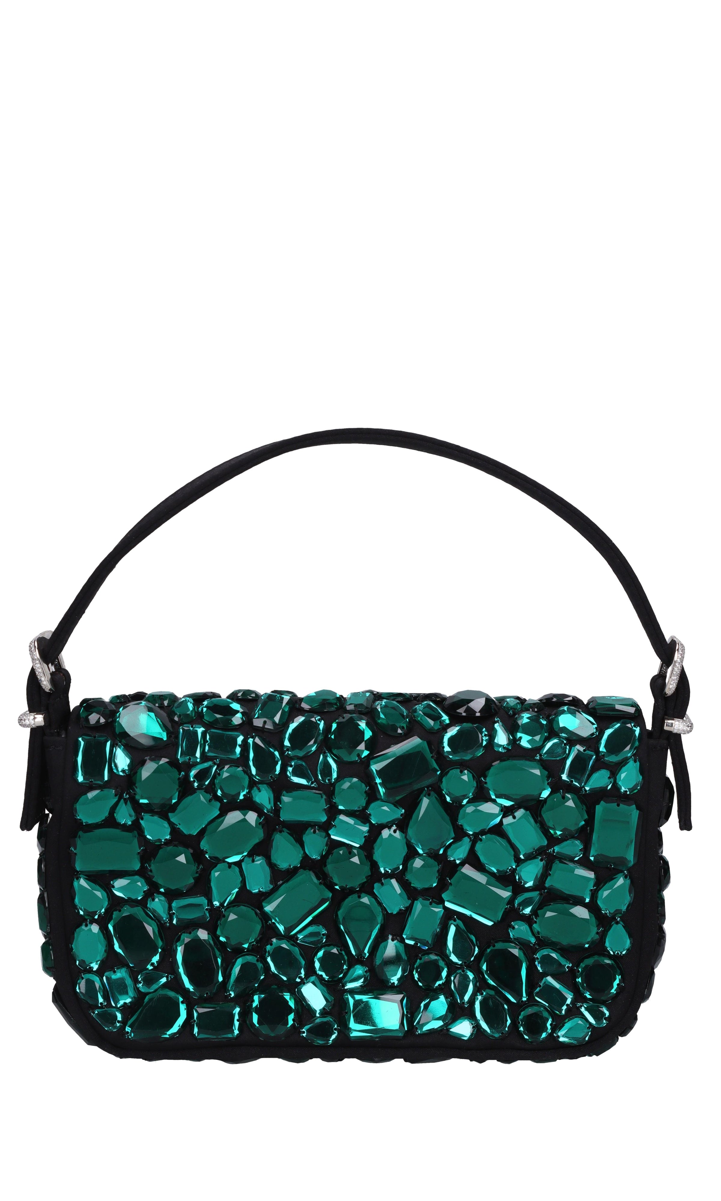 Borsa mini Habibi in tessuto e strass 