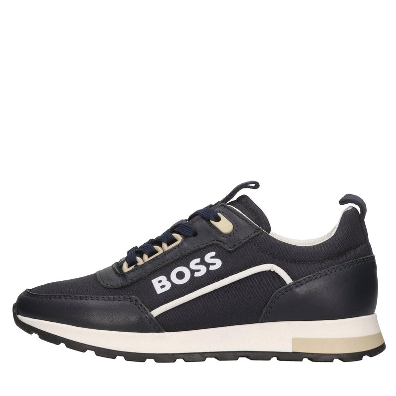 Sneakers in pelle e tessuto 