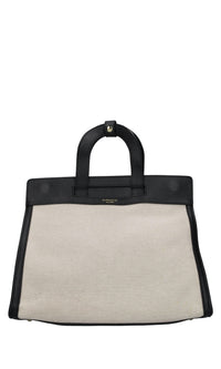 Borsa in pelle e tessuto 