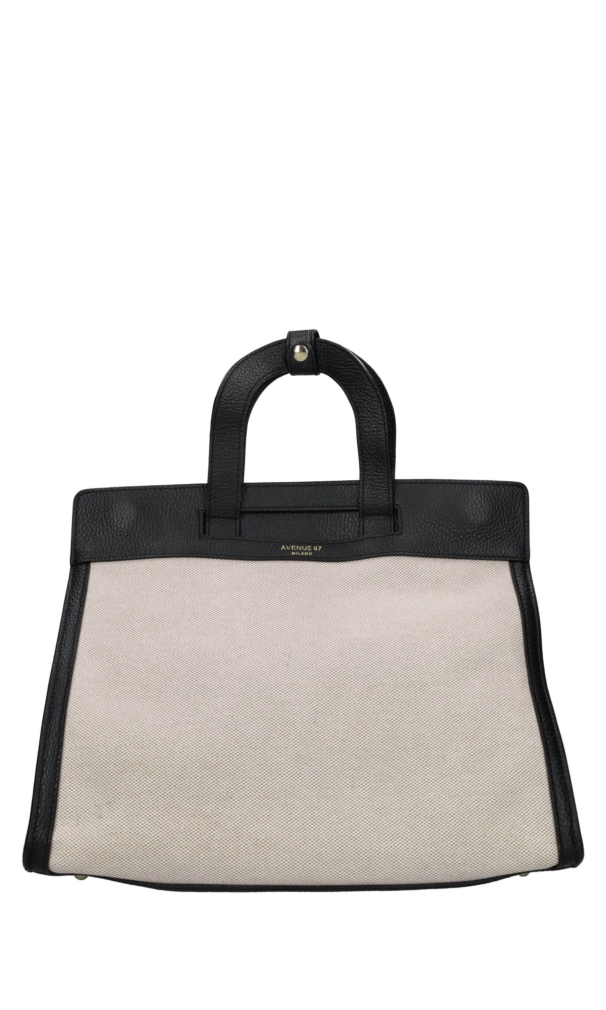 Borsa in pelle e tessuto 