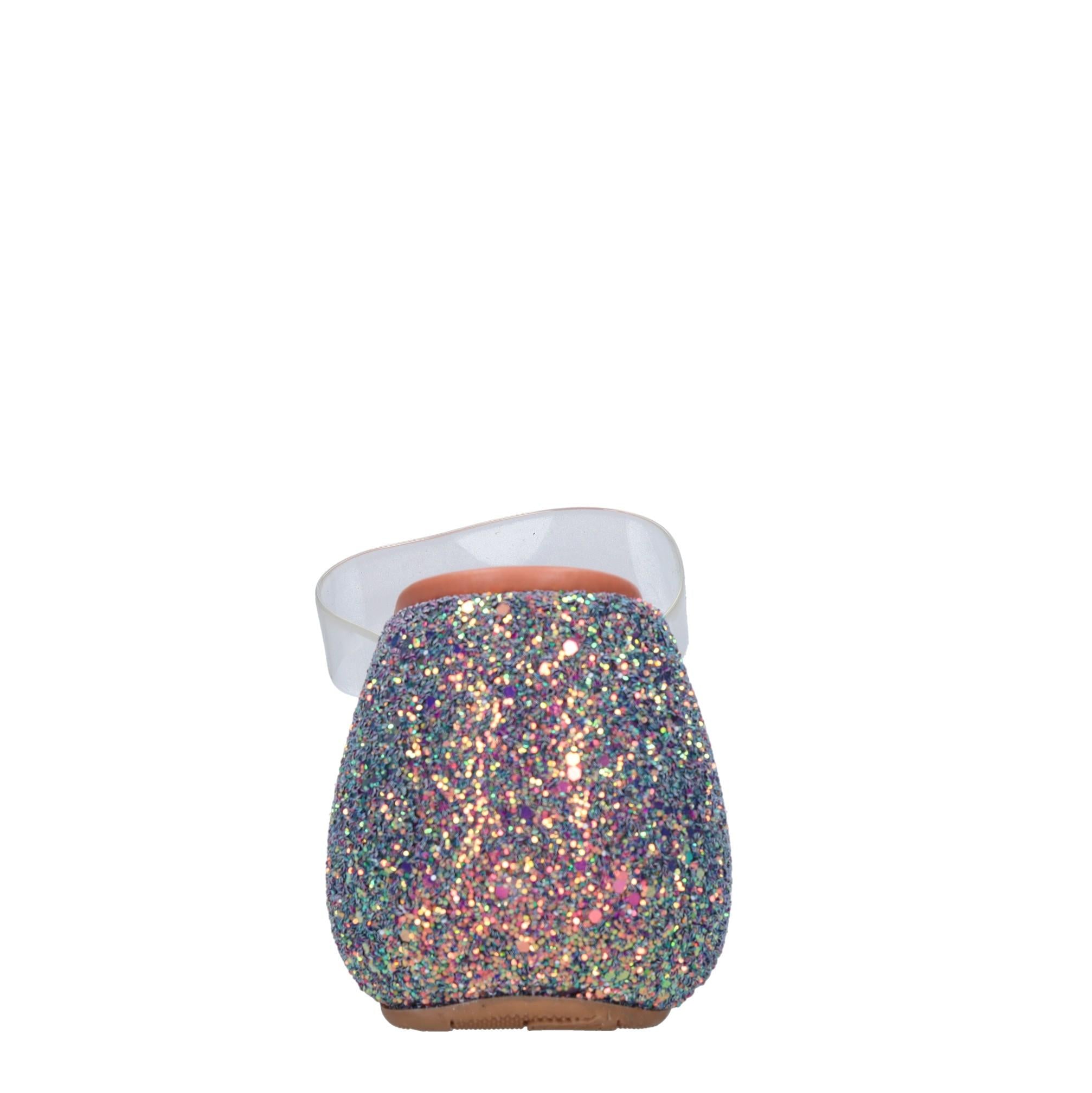 Mules Zeppa in plexi e glitter 