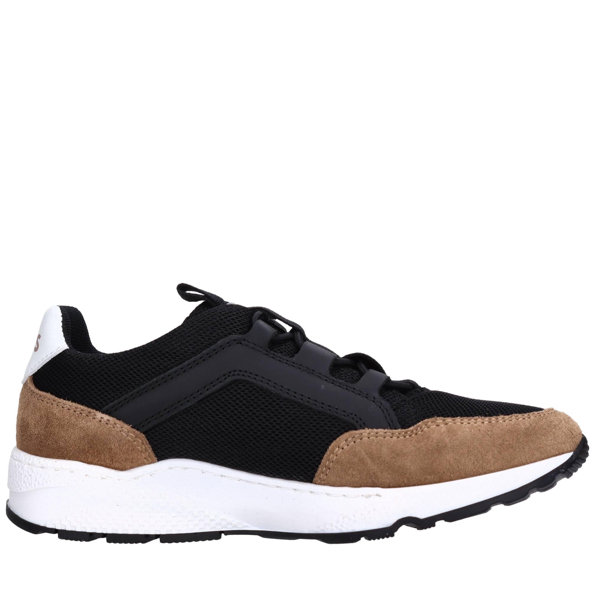Sneakers in pelle e tessuto 