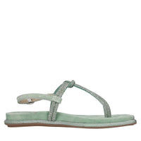 Sandali flat infradito in camoscio e strass 
