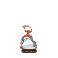 Sandali flat in pelle e camoscio 