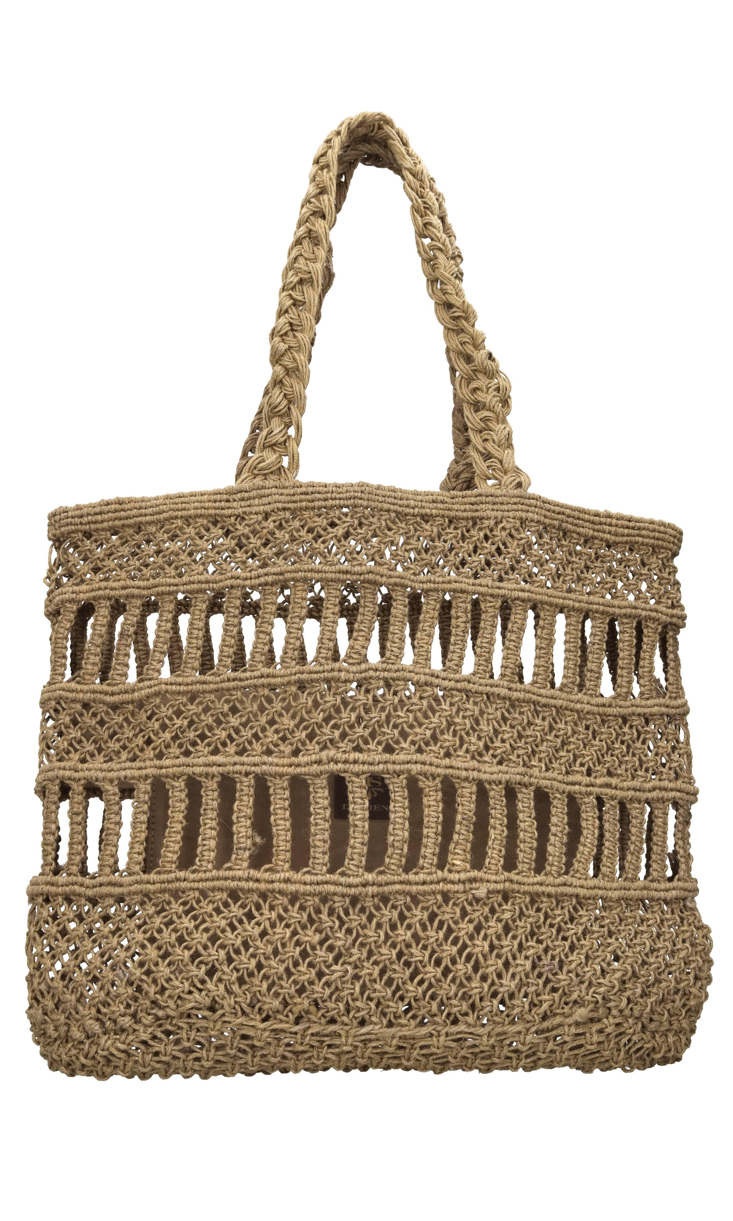 Borsa Mykonos in juta e pelle 