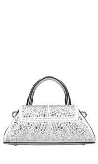 Borsa in ecopelle tessuto e strass 
