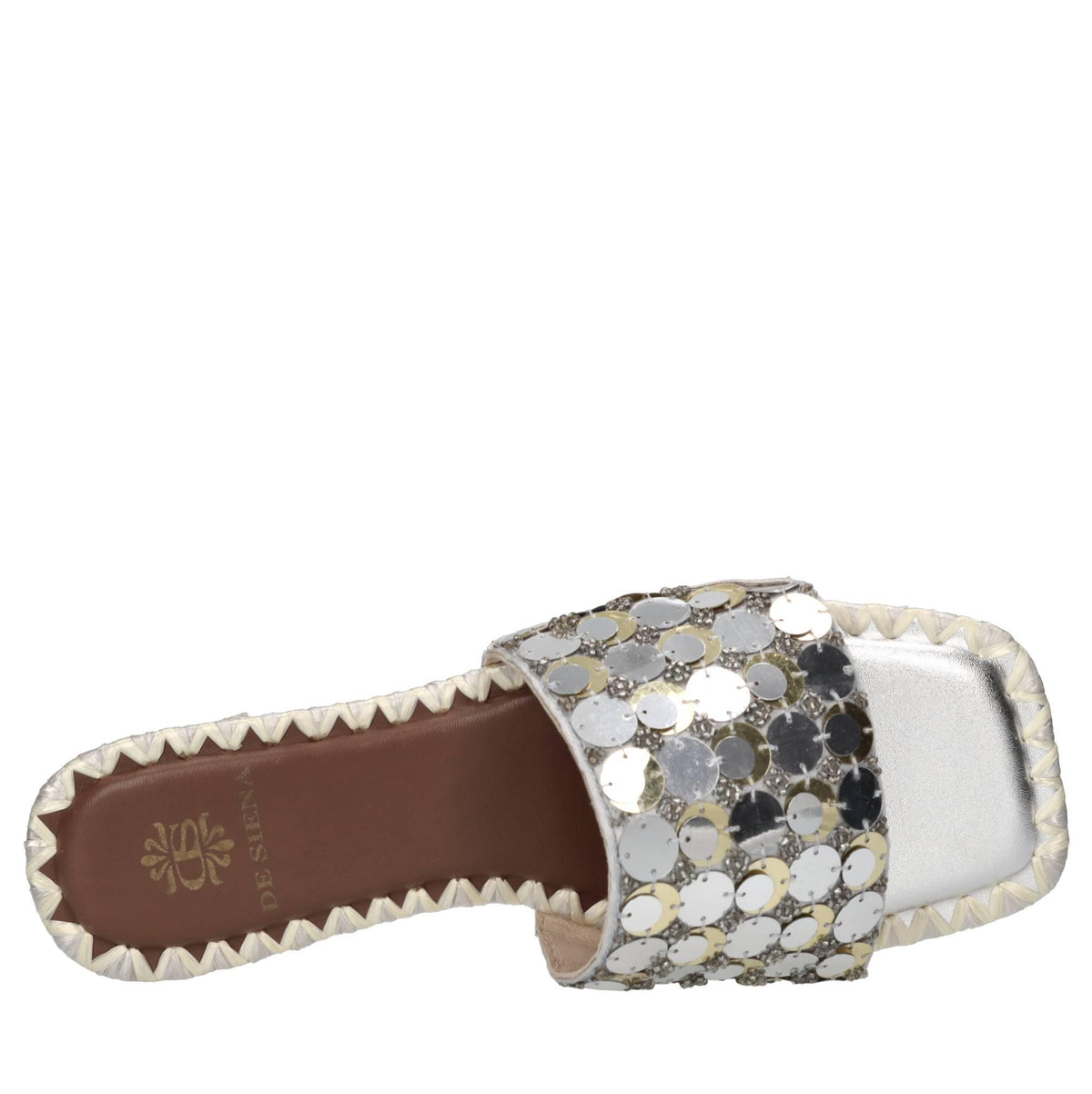 Mules in tessuto e paillettes 