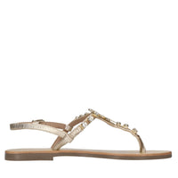 Sandali flat infradito in pelle con accessorio gioiello 