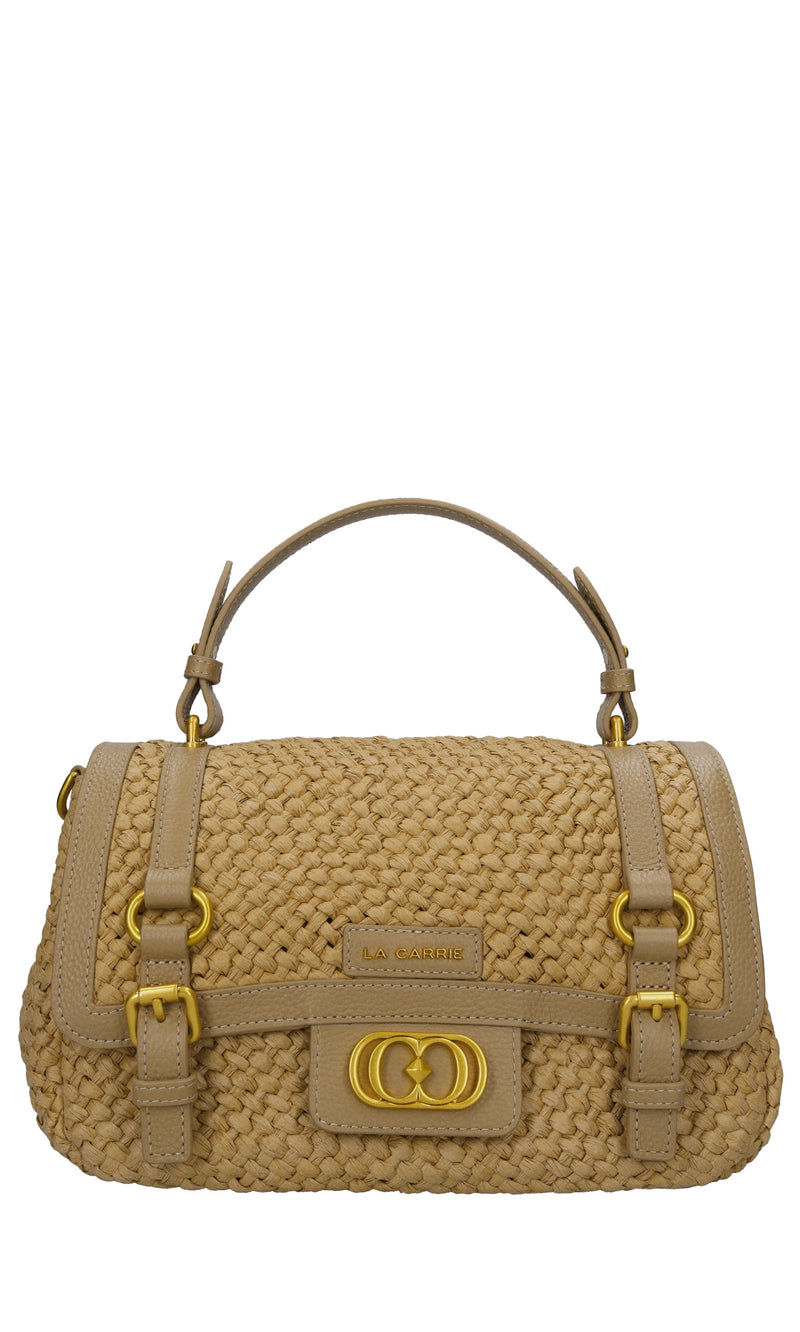 Borsa Atena in rafia e pelle 