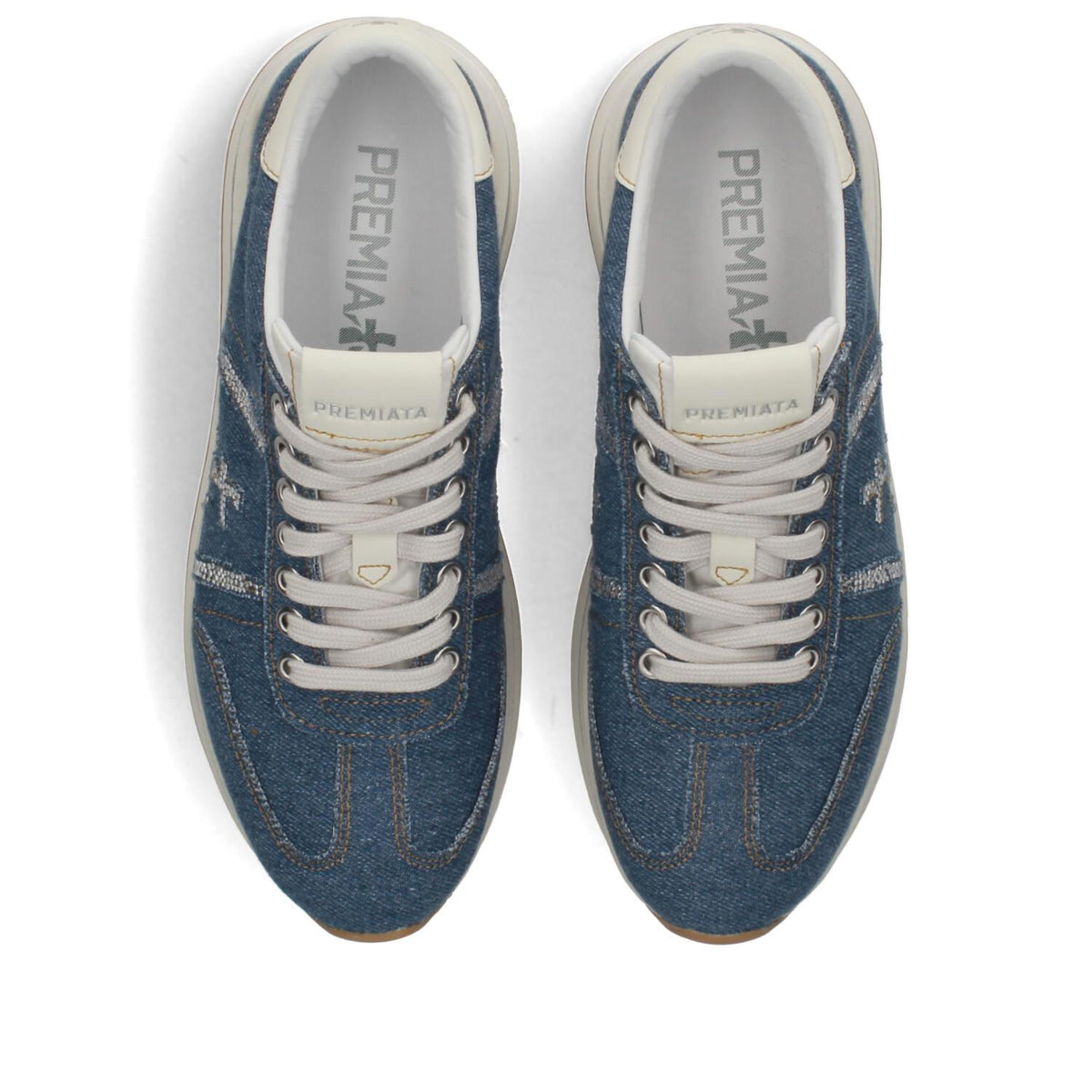 Sneakers in tessuto ecopelle e strass 