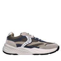 Sneakers in pelle e tessuto 