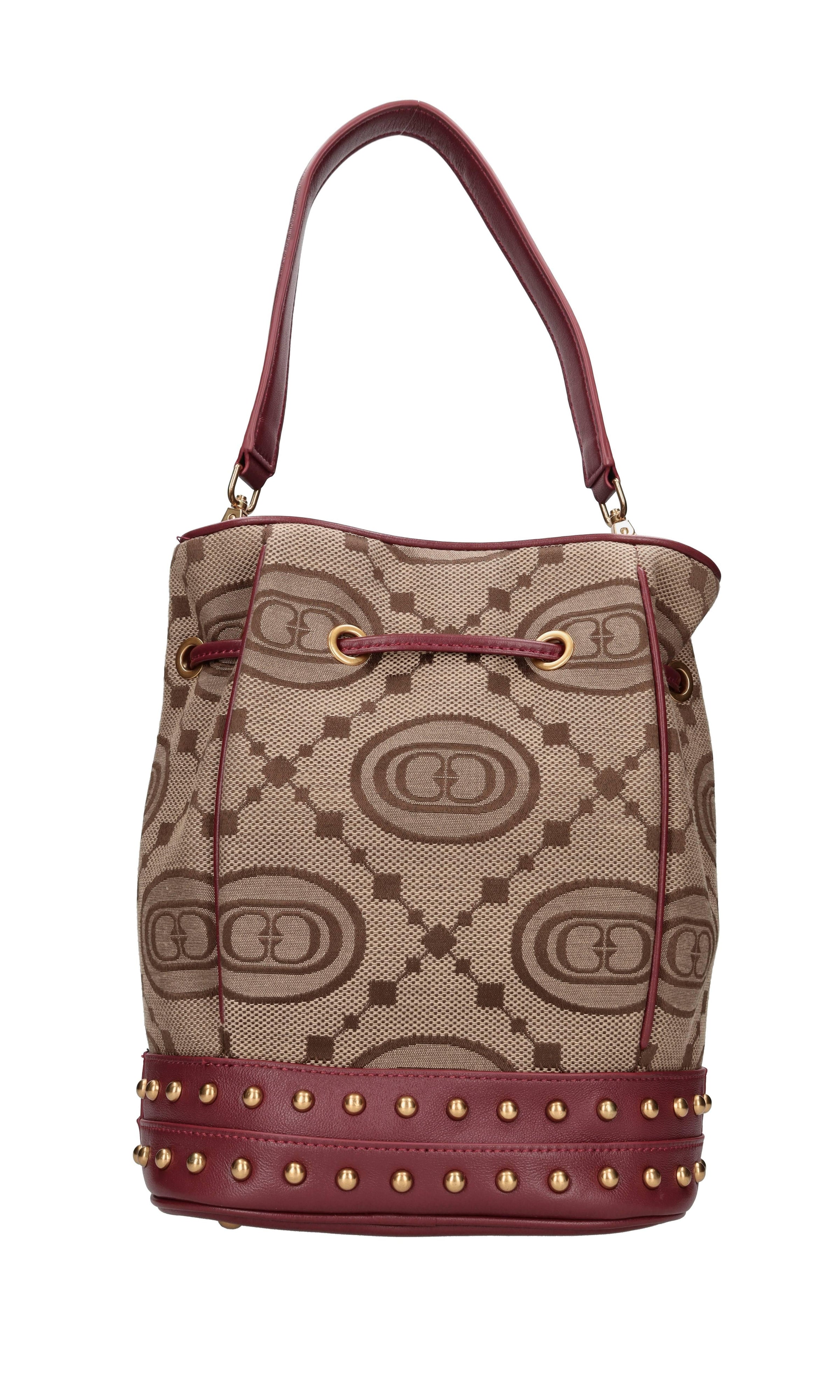 Borsa in pelle e tessuto 