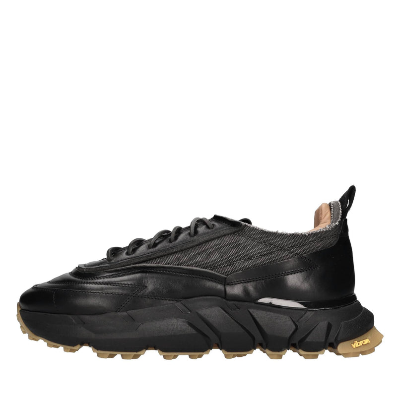 Sneakers in pelle e tessuto 