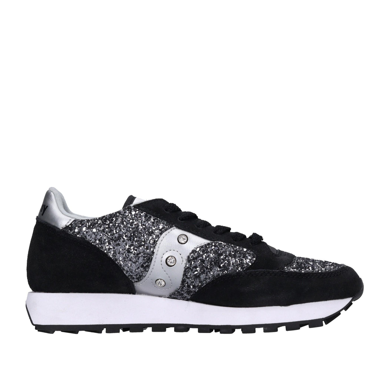 Sneakers in camoscio, tessuto e glitter 