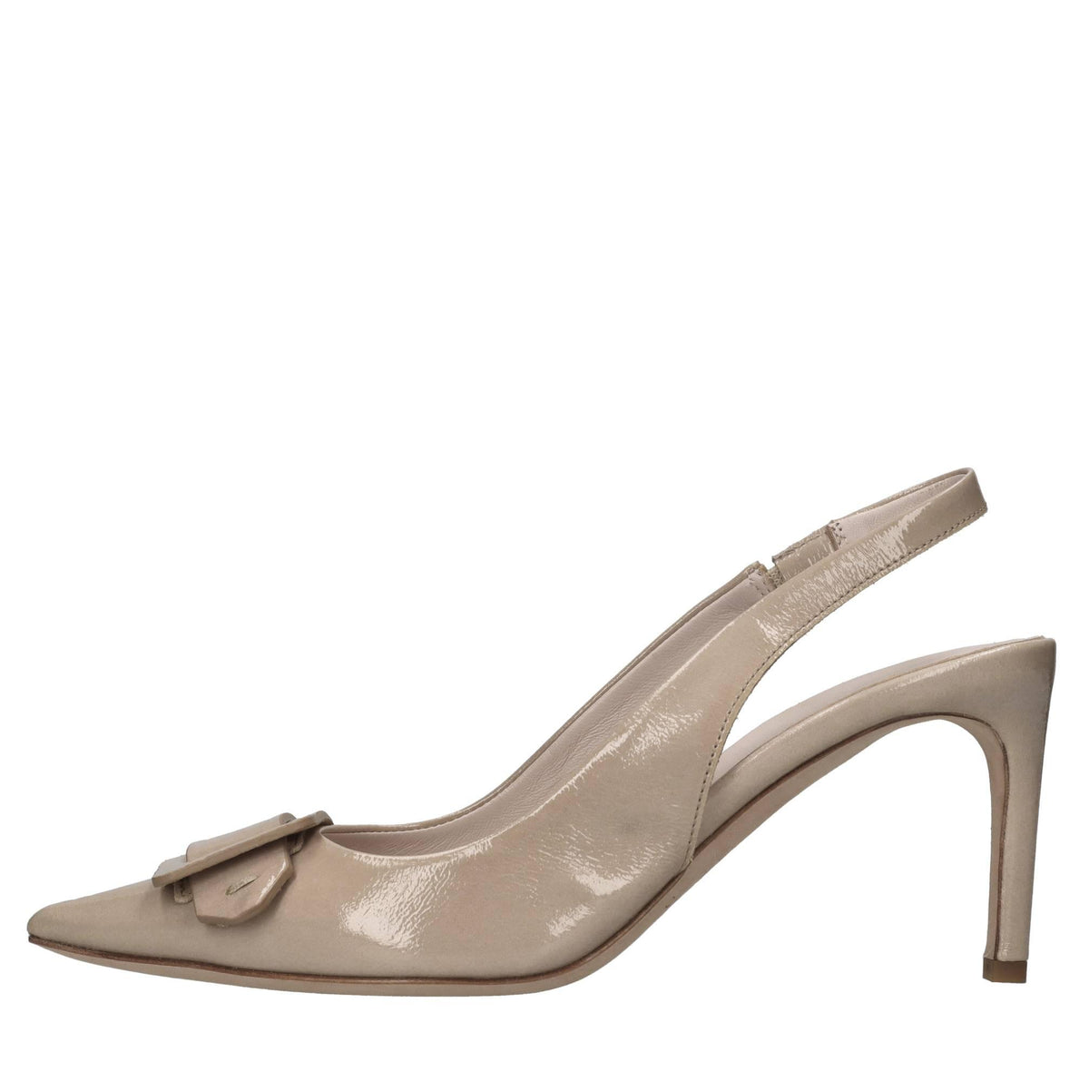 Décolleté slingback in pelle lucida 