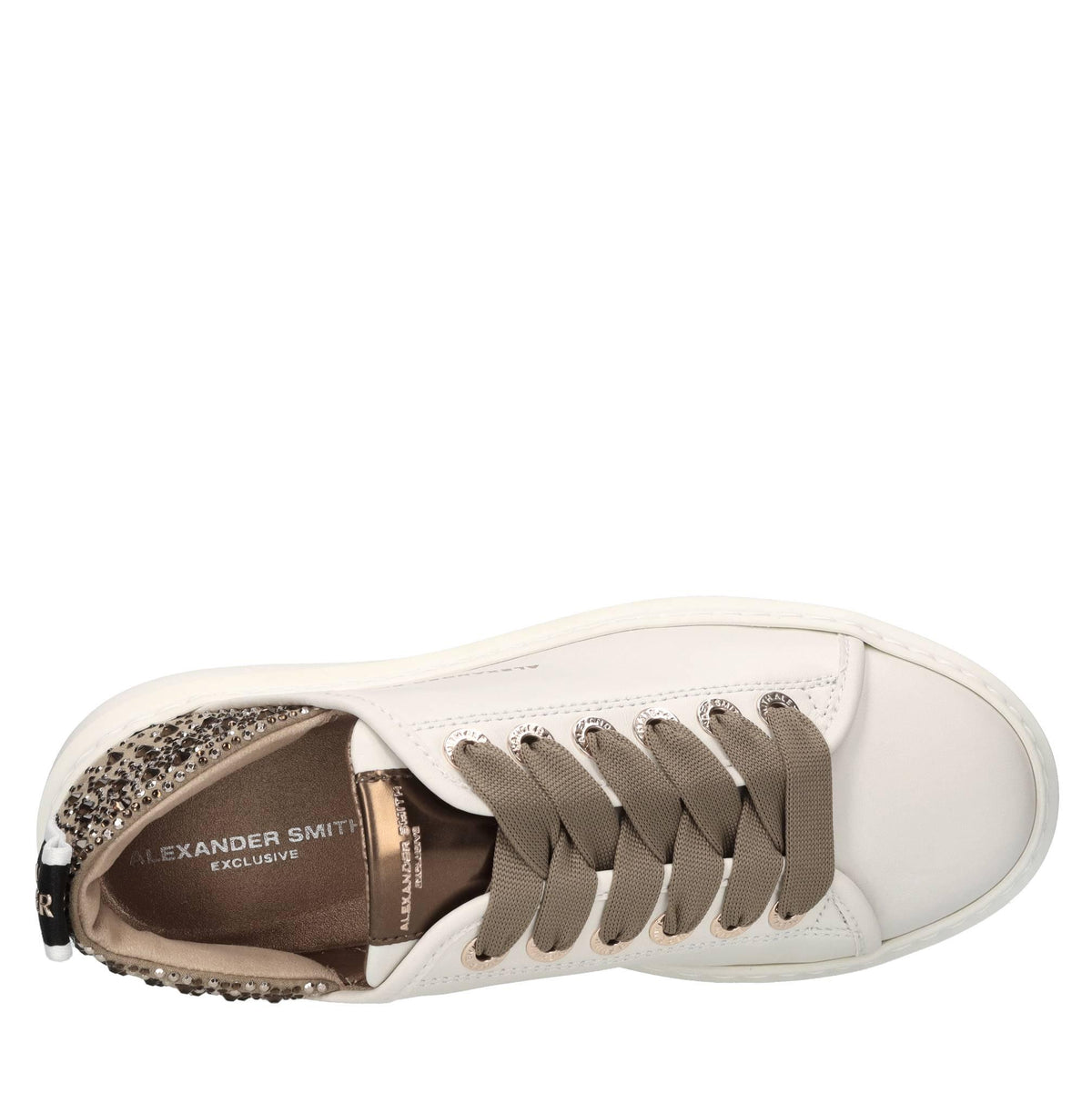 Sneakers in pelle,tessuto e strass 