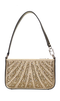 Borsa in ecopelle tessuto e strass 
