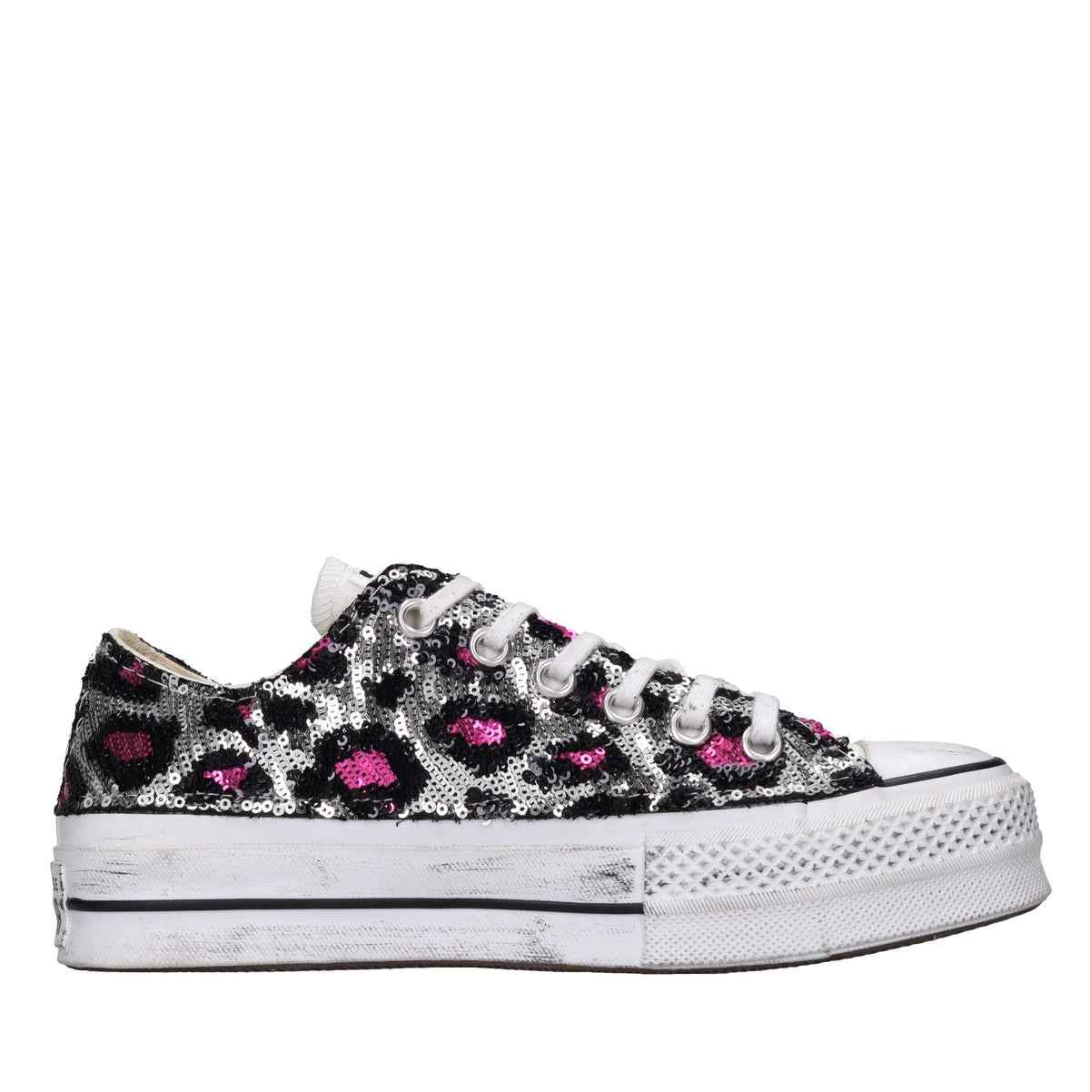 Sneakers in tessuto e paillettes 