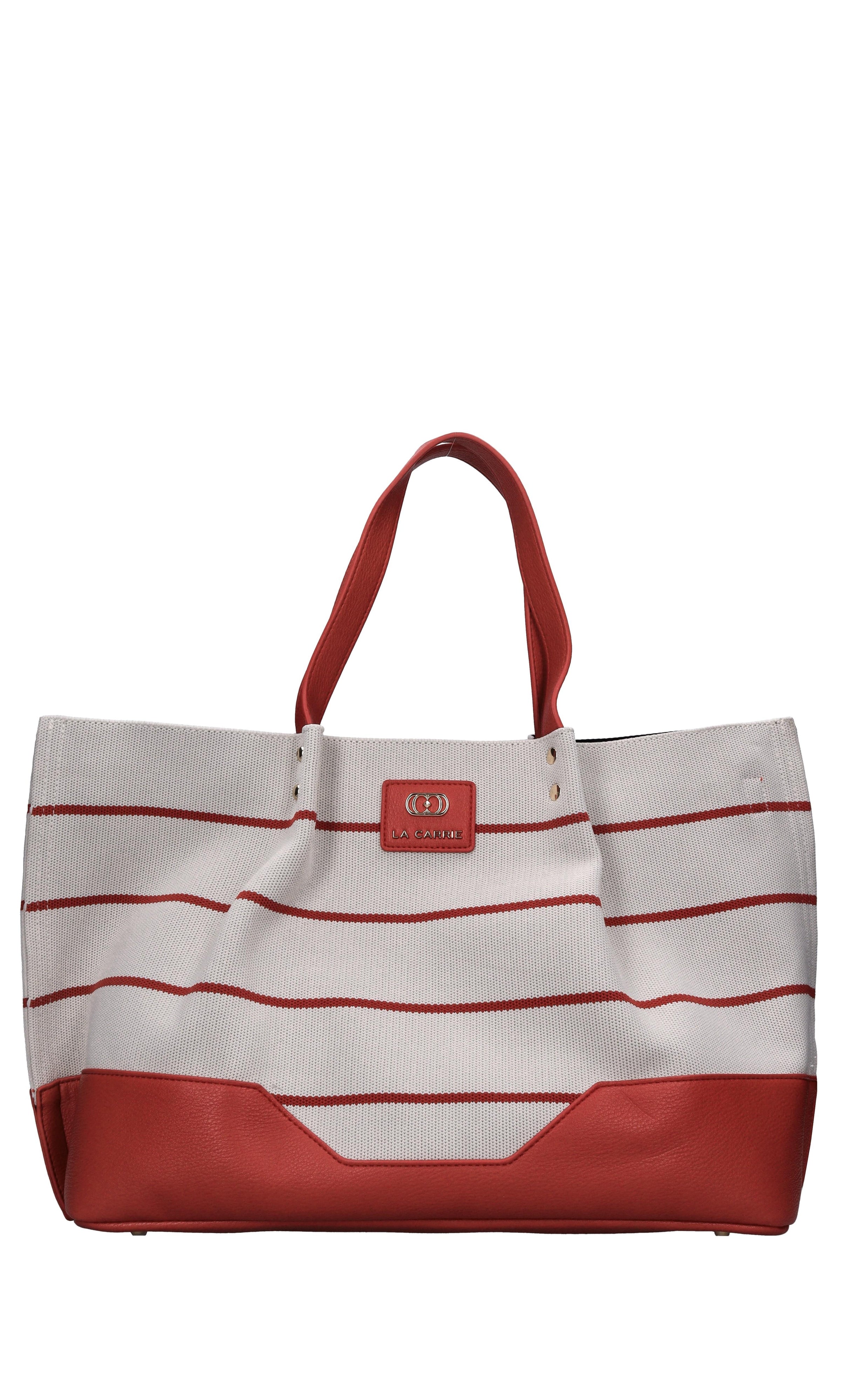 Borsa Stripes in tessuto ed ecopelle 