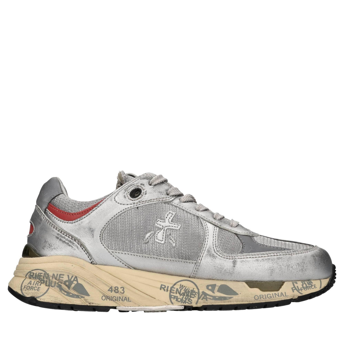 Sneakers in pelle, ecopelle e tessuto 