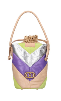 Borsa in pelle camoscio e tessuto 