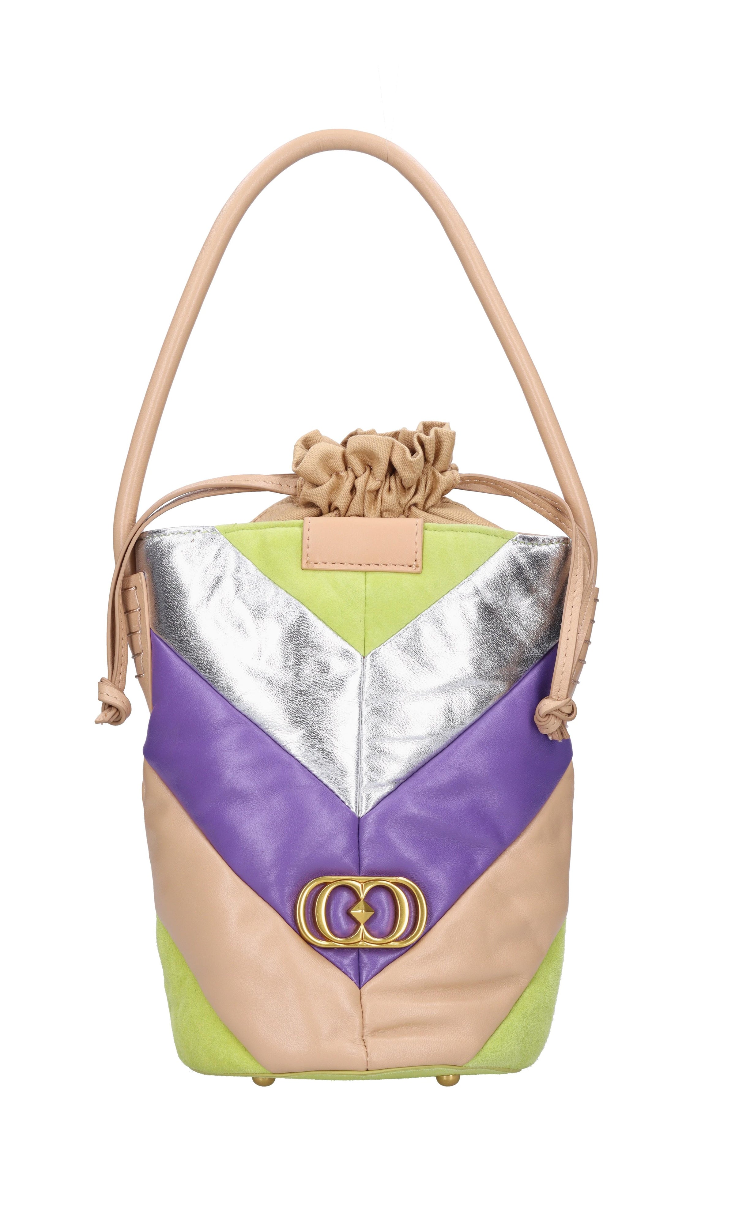 Borsa in pelle camoscio e tessuto 
