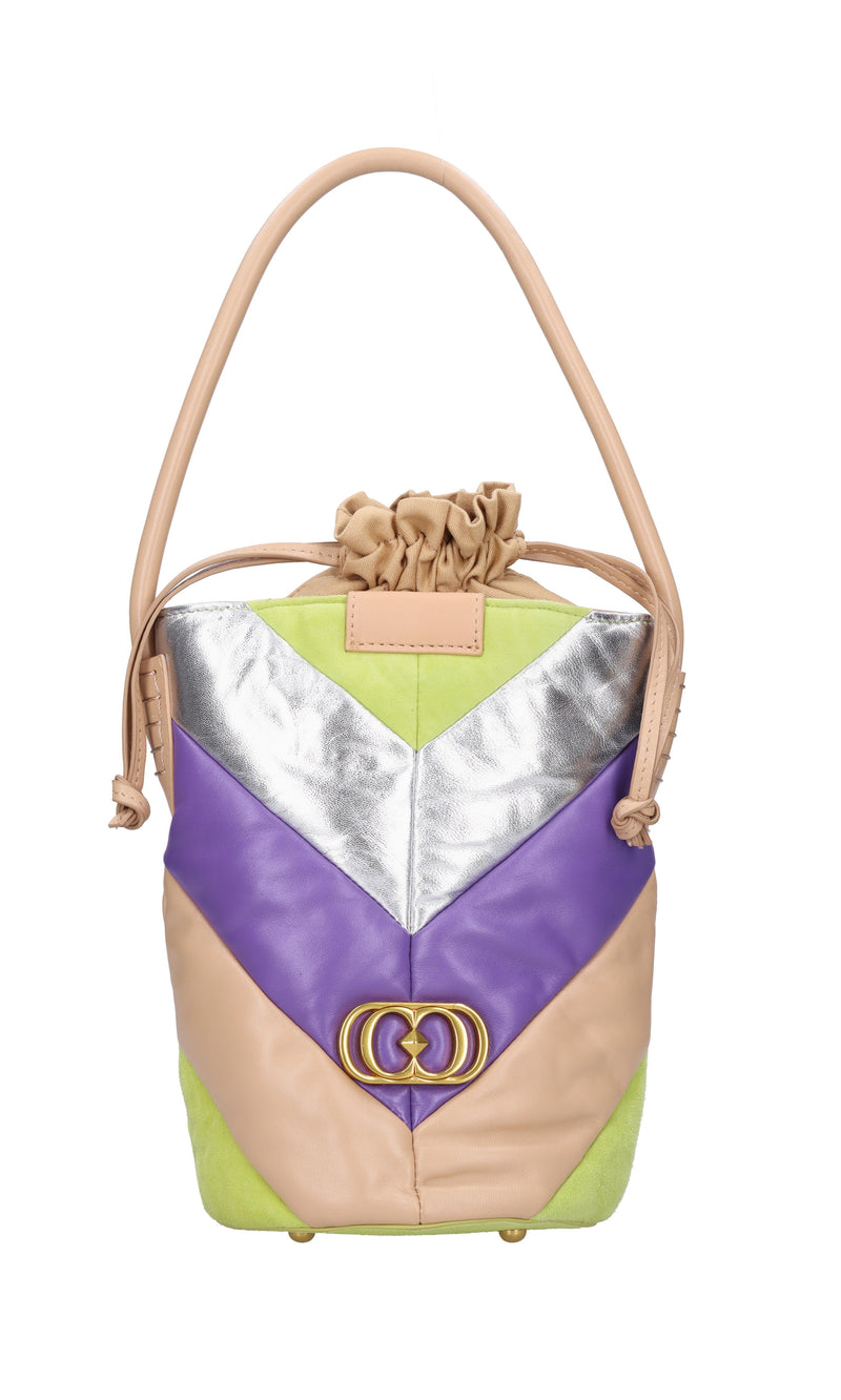 Borsa in pelle camoscio e tessuto 
