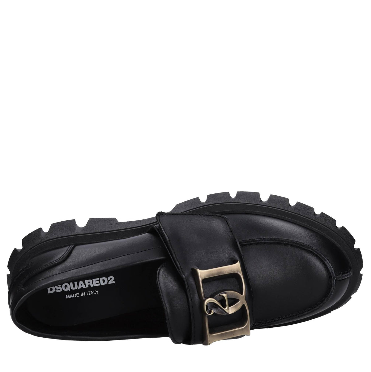 Mocassini in pelle con logo color oro brunito 