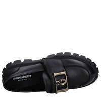 Mocassini in pelle con logo color oro brunito 