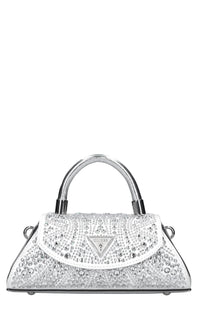 Borsa in ecopelle tessuto e strass 