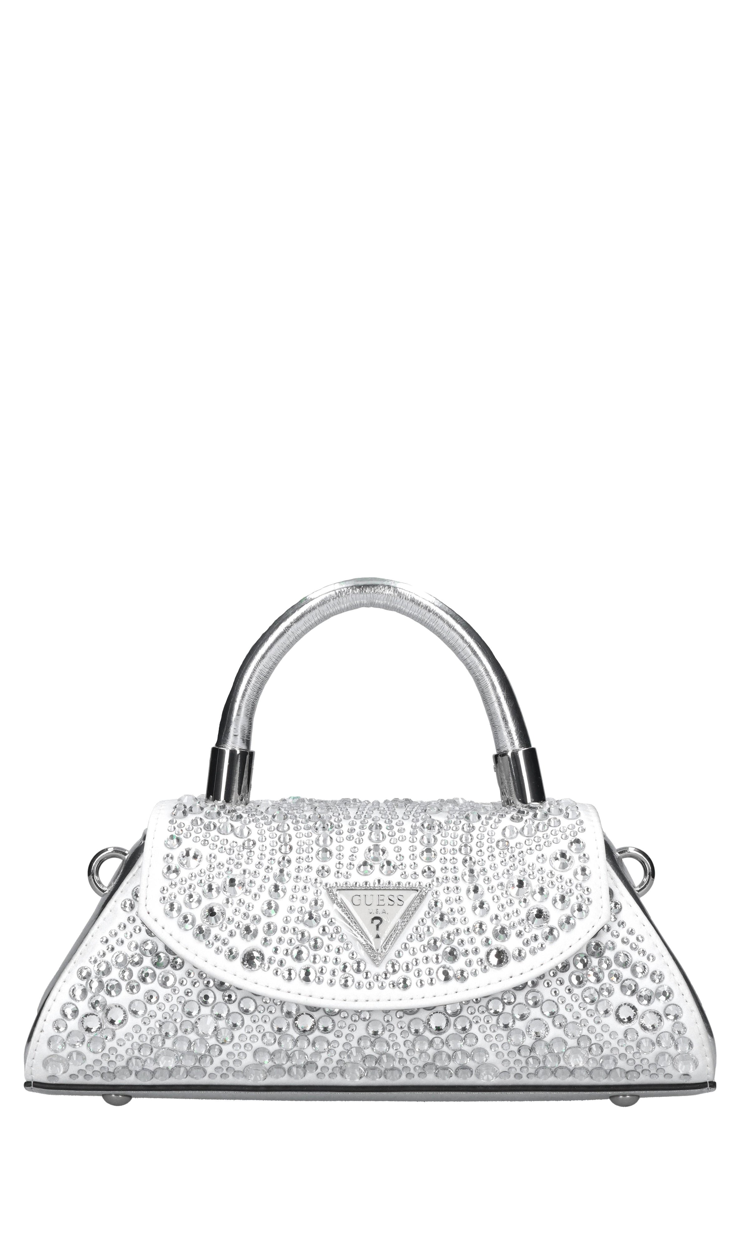 Borsa in ecopelle tessuto e strass 