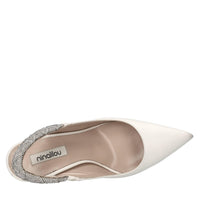 Décolleté slingback in pelle e microstrass 