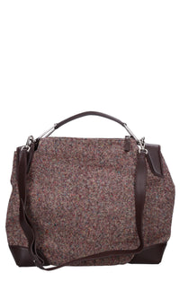 Borsa in tessuto con inserti in pelle 