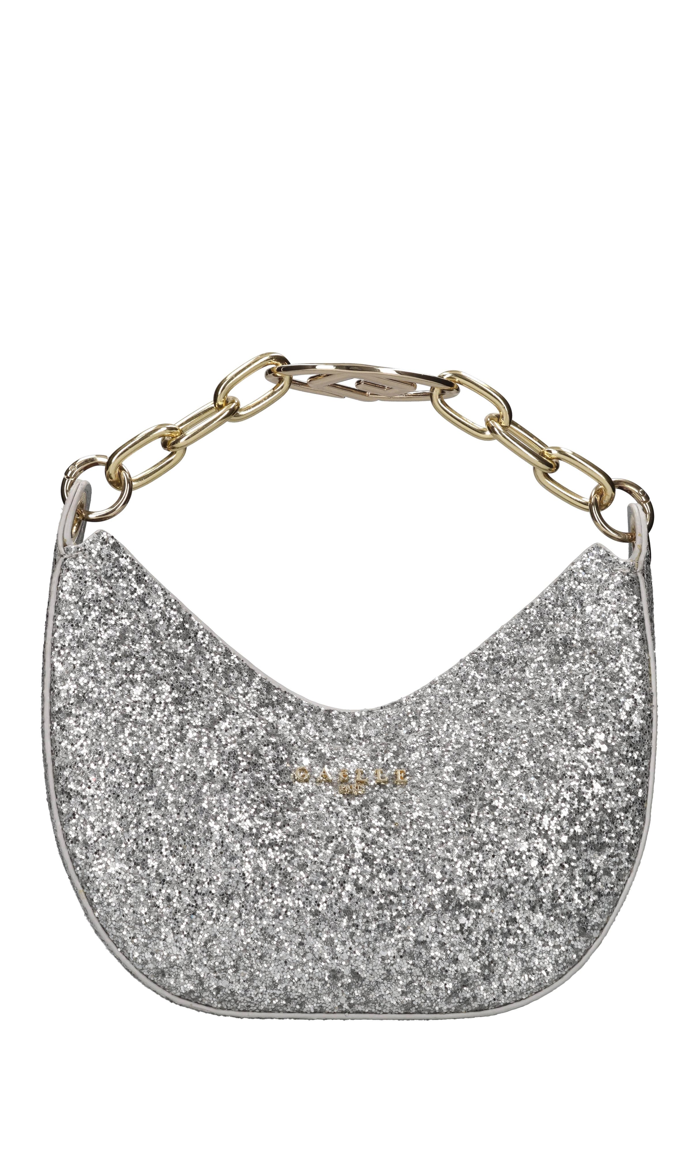 Borsa in ecopelle e glitter 