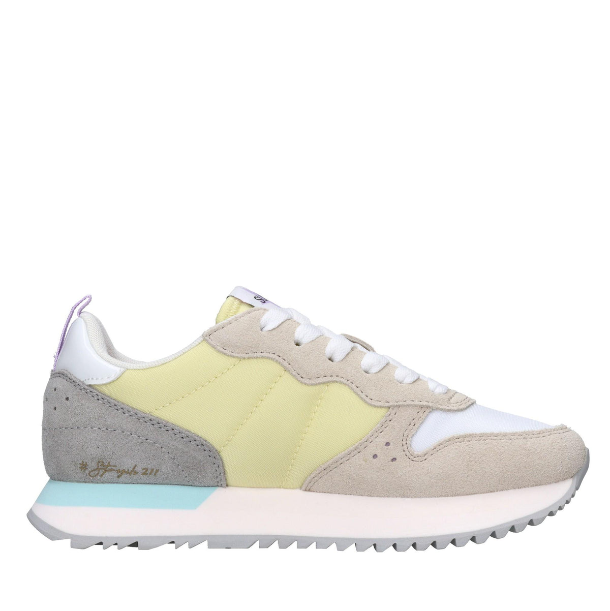 Sneakers in pelle e tessuto 