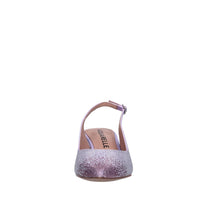 Décolleté slingback in tessuto e brillantini 