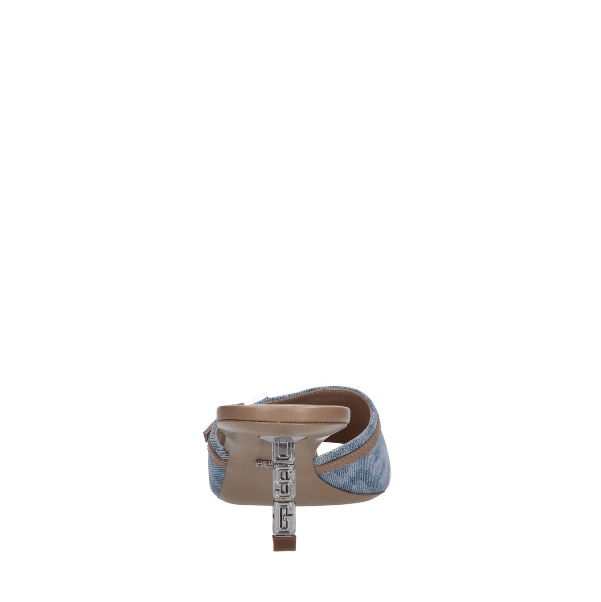 Mules in pelle e tessuto 