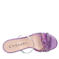 Mules Zeppa in raso plexi e strass 