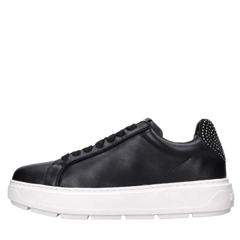 Sneakers in pelle, ecopelle e strass 