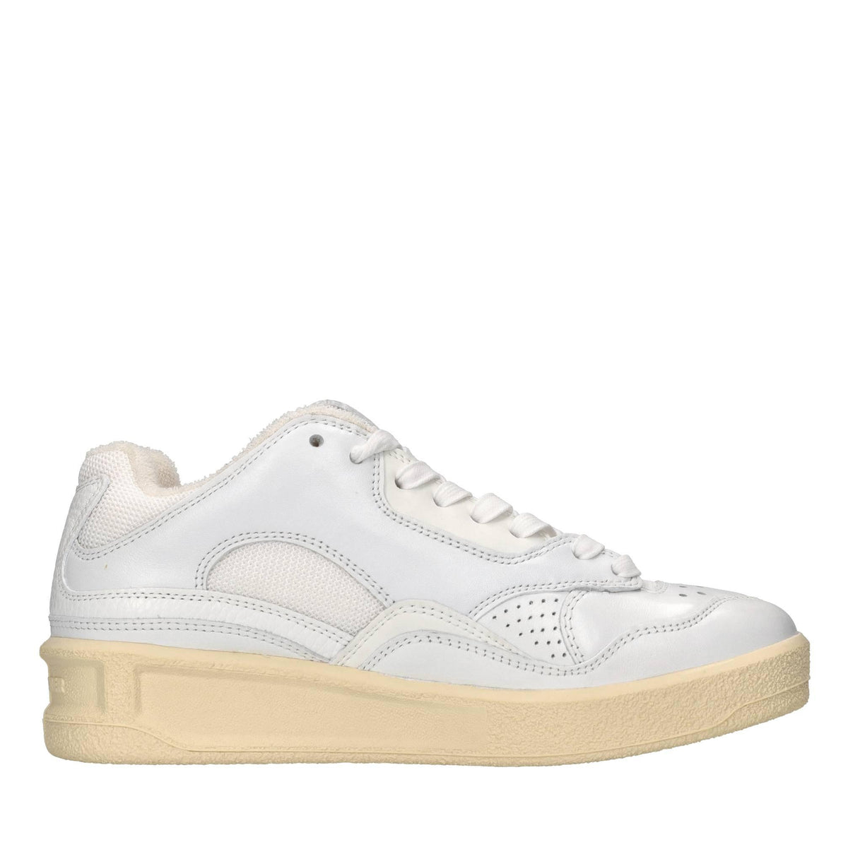 Sneakers in pelle e tessuto 