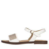 Sandali flat in pelle e strass 