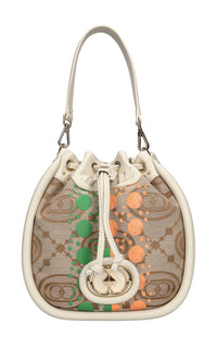 Borsa monogram in pelle e tessuto 