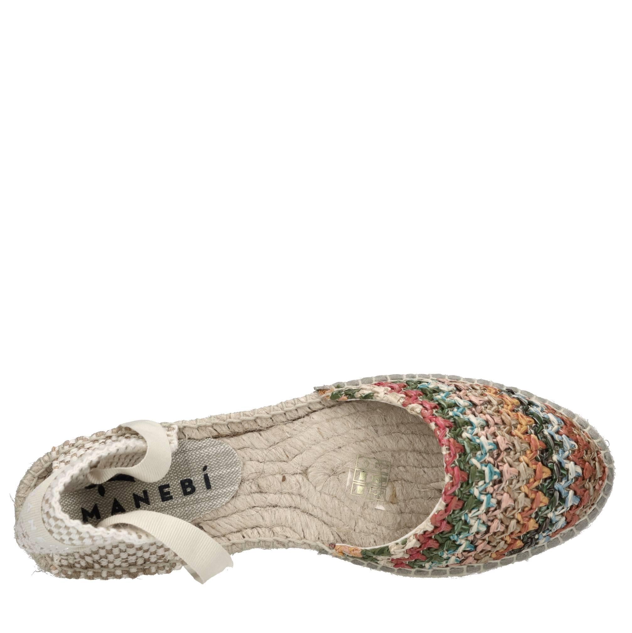 Flat espadrillas in rafia e tessuto 