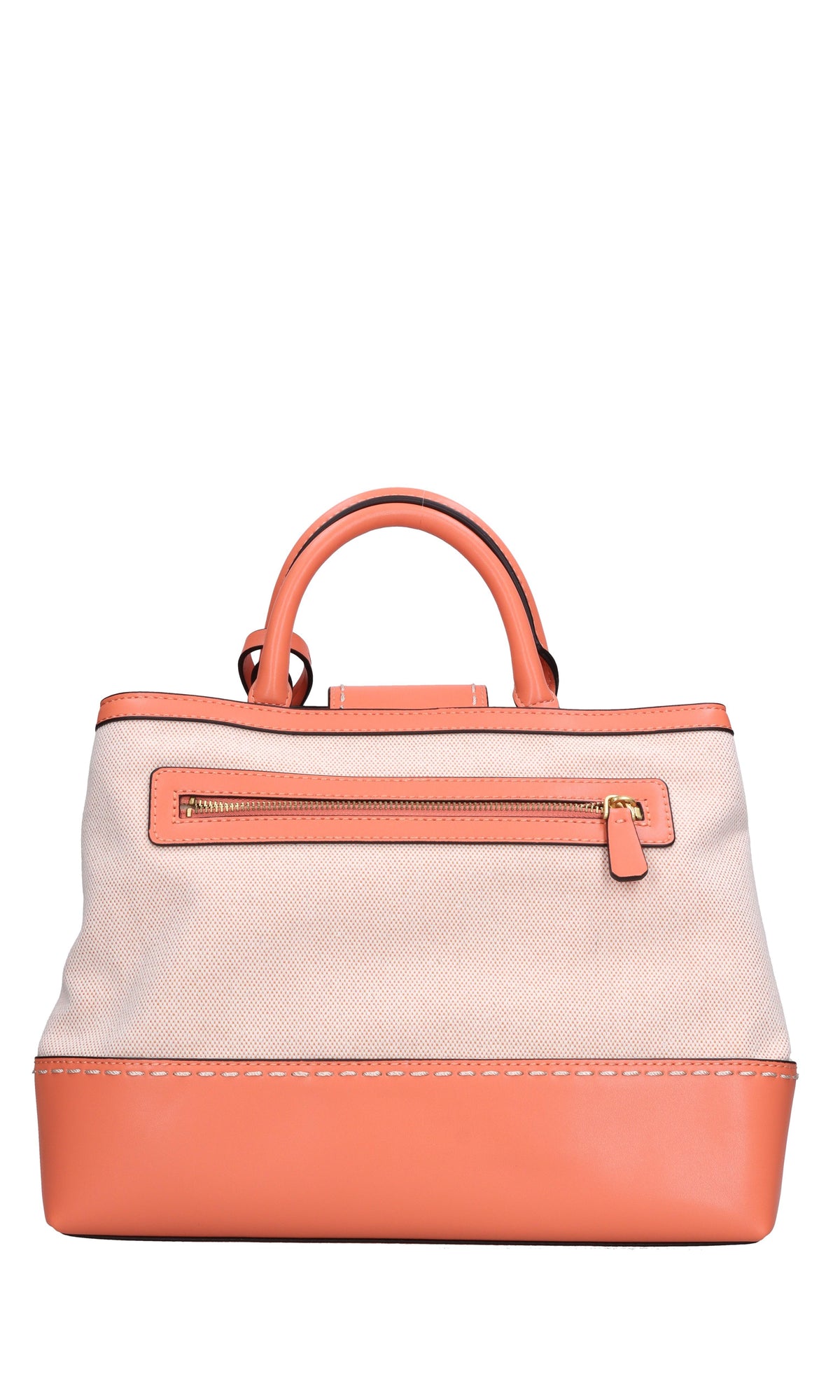 Borsa in tessuto con inserti in ecopelle 