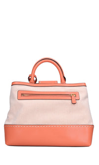 Borsa in tessuto con inserti in ecopelle 