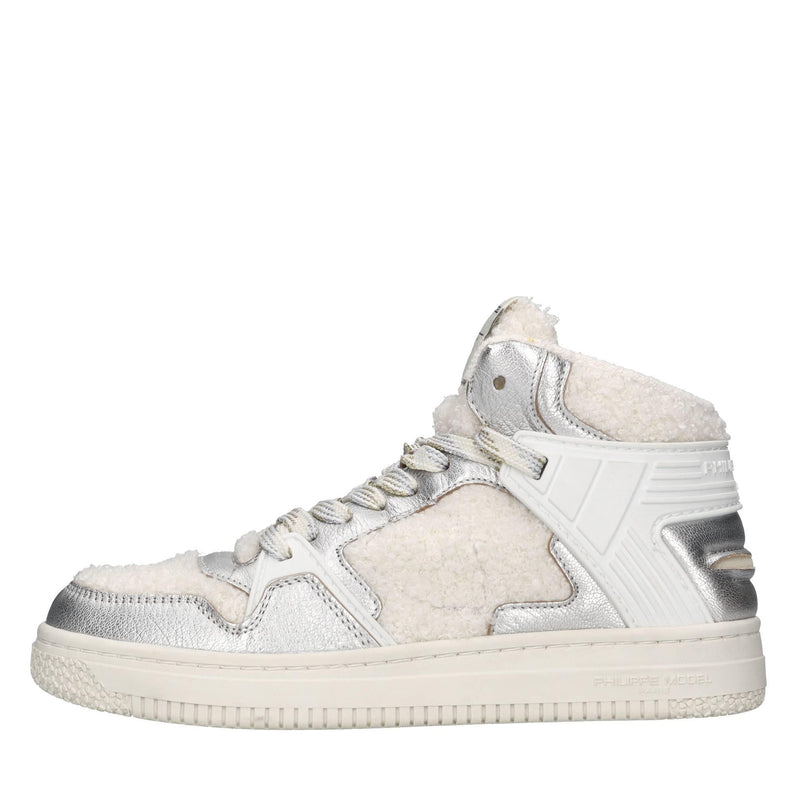 Sneakers in pelle e tessuto 
